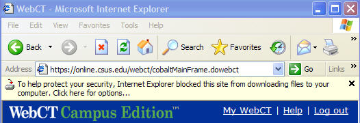 Internet Explorer 6 security error.